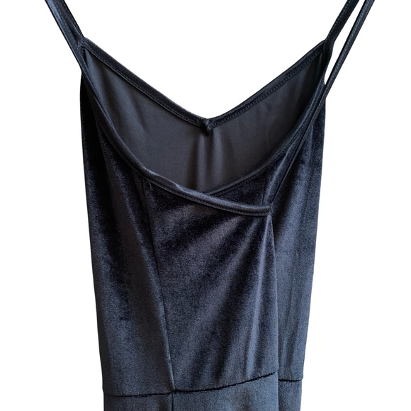 ASOS Collusion UK Black Velvet Jumpsuit Spaghetti Strap V Neck Cross Back Witchy - Picture 14 of 16